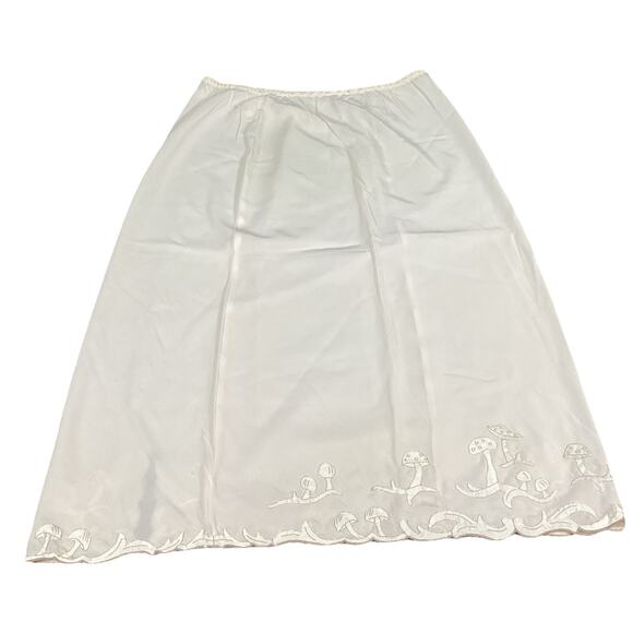 Odette Barsa Cream Colored Slip With Embroidered Mushrooms Accents - Medium - Picture 1 of 10